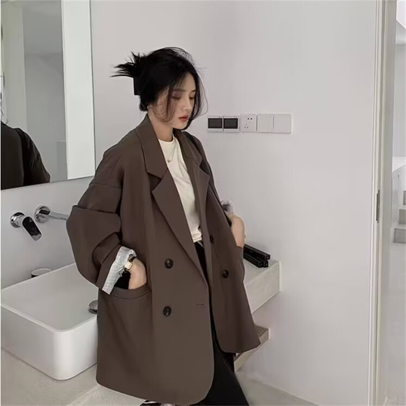 Spring and Autumn Coffee colored Suit Jacket for Women 2025 Spring and Autumn New Style Leisure Internet Celebrity Explosive Street Loose Small Suit Spring and Autumn Coffee colored Suit Jacket for Women 2025 Spring and Autumn New Style Leisure Internet Celebrity Explosive Street Loose Small Suit