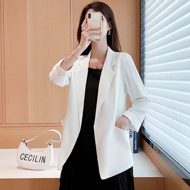 Chiffon small suit women's summer 2025 new white suit top thin style casual jacket sun protection jacket Chiffon small suit women's summer 2025 new white suit top thin style casual jacket sun protection jacket