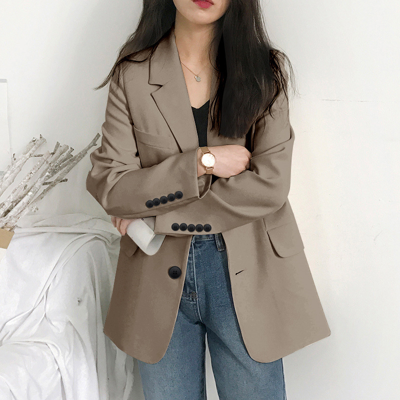 New women's suit jacket 2025 Spring and Autumn new Korean version loose student mid length top casual small suit for women