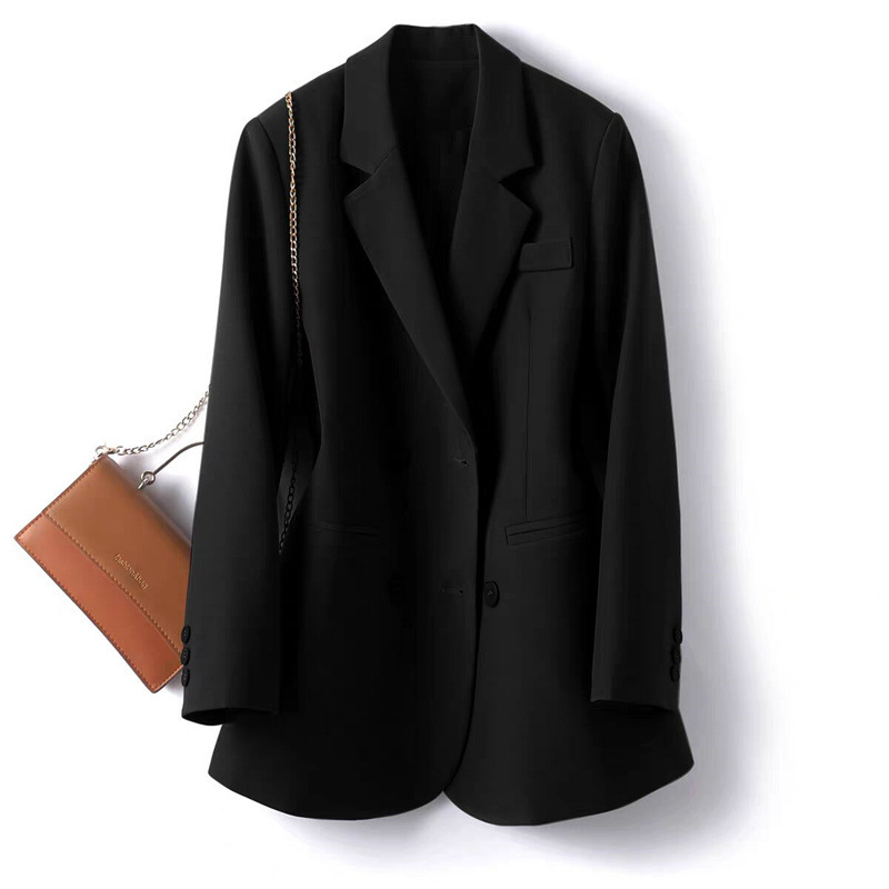 Black mini suit jacket for women in Spring and Autumn, Korean style, loose and versatile, double breasted casual professional suit jacket, new Black mini suit jacket for women in Spring and Autumn, Korean style, loose and versatile, double breasted casual professional suit jacket, new