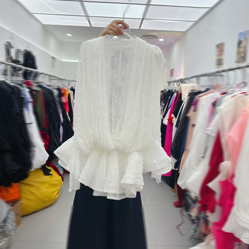 Thirteen line French mesh lace long sleeved dress with pleated canopy design, pure desire style dress C1 # 1966 Thirteen line French mesh lace long sleeved dress with pleated canopy design, pure desire style dress C1 # 1966