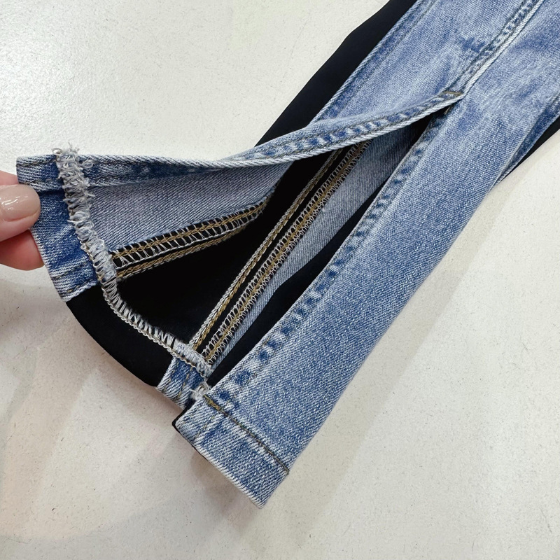 Thirteen line sexy spiral splicing jeans with slender legs and heavy design, split slightly flared pants D1 # 8533 Thirteen line sexy spiral splicing jeans with slender legs and heavy design, split slightly flared pants D1 # 8533