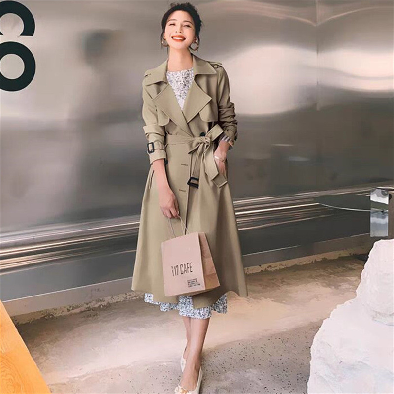 Wind coat jacket for women 2025 Korean version new spring and autumn British style medium long short popular khaki coat Wind coat jacket for women 2025 Korean version new spring and autumn British style medium long short popular khaki coat