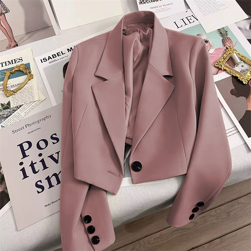 Short suit jacket for women, small stature, 2025 Spring and Autumn Jade Green Season new style, versatile student suit for trendy women Short suit jacket for women, small stature, 2025 Spring and Autumn Jade Green Season new style, versatile student suit for trendy women