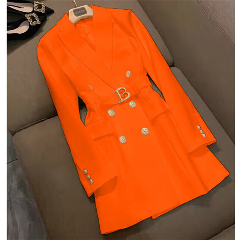 High end explosive street suit jacket for women, mid to long style, 2025 Spring and Autumn new style, British style, single breasted trench coat trend High end explosive street suit jacket for women, mid to long style, 2025 Spring and Autumn new style, British style, single breasted trench coat trend