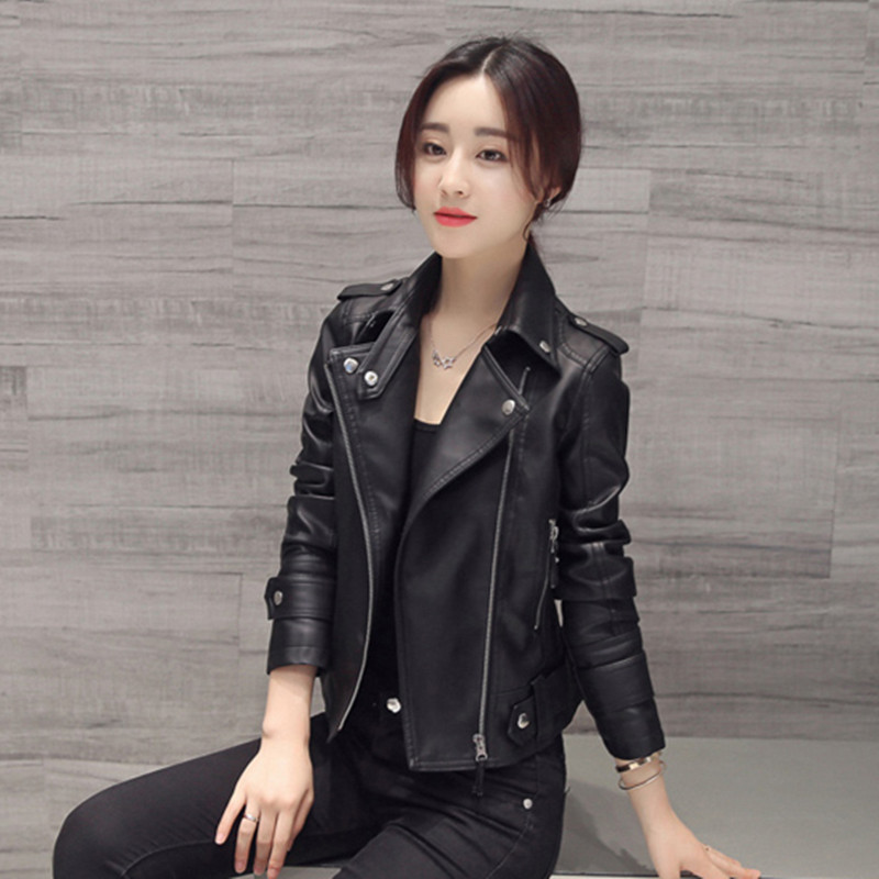Leather jacket for women 2025 new spring and autumn women's short style slim fit motorcycle leather jacket for women's small men's style Korean version leather jacket Leather jacket for women 2025 new spring and autumn women's short style slim fit motorcycle leather jacket for women's small men's style Korean version leather jacket