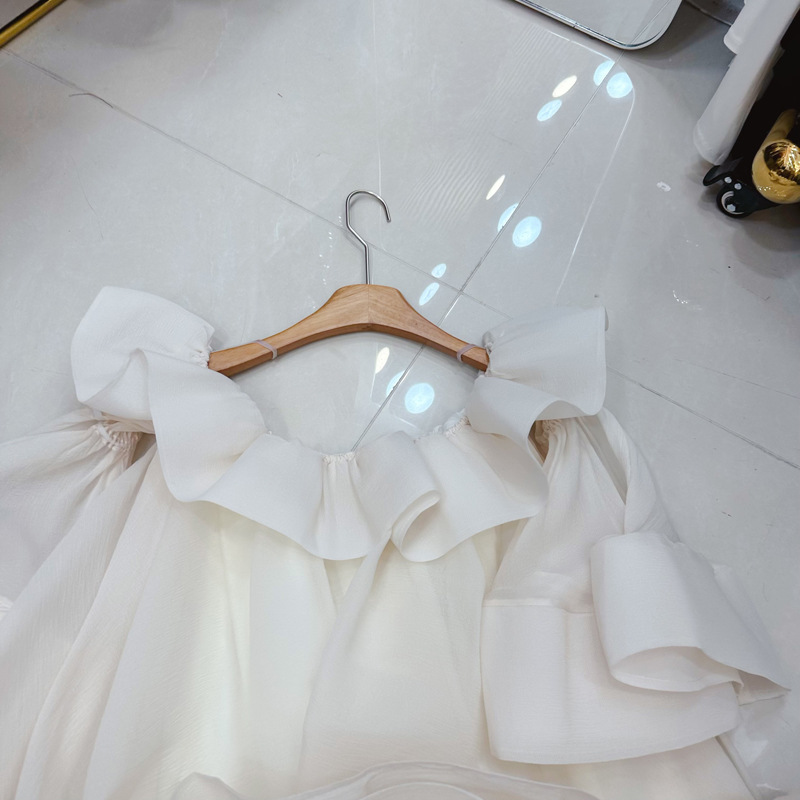 Thirteen line Australian niche versatile slimming one shoulder lotus leaf edge design sense niche dress A2 # 8351 Thirteen line Australian niche versatile slimming one shoulder lotus leaf edge design sense niche dress A2 # 8351