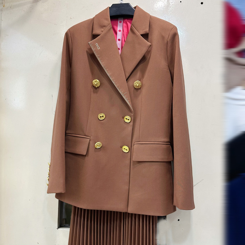 Thirteen line Australian light luxury generous double breasted design suit jacket British style loose top A2 # 8375 Thirteen line Australian light luxury generous double breasted design suit jacket British style loose top A2 # 8375