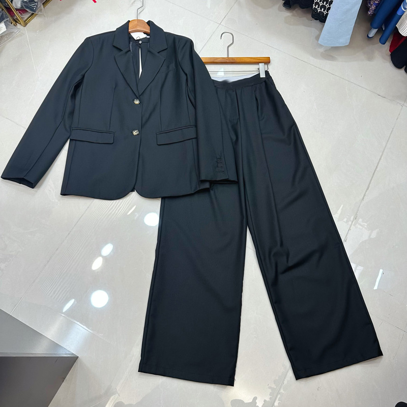 Thirteen element design sense, back split lace up backless loose suit+wide leg trousers set, two-piece set A2 # 8186