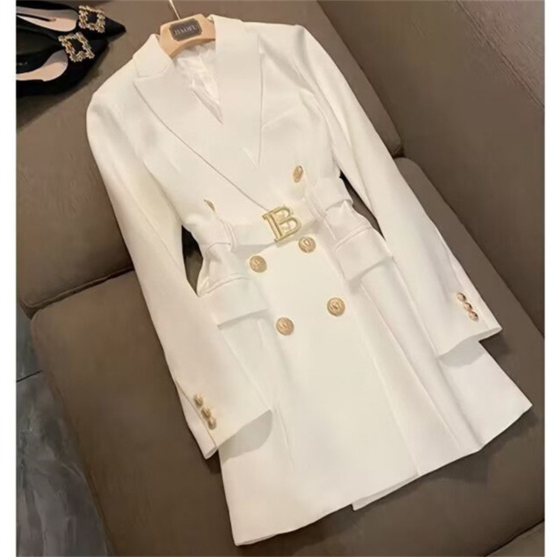 High end explosive street suit jacket for women, mid to long style, 2025 Spring and Autumn new style, British style, single breasted trench coat trend High end explosive street suit jacket for women, mid to long style, 2025 Spring and Autumn new style, British style, single breasted trench coat trend