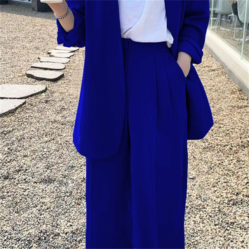 Wide leg pants suit set for women 2025 Spring and Autumn Korean edition fashion temperament British style casual street bombing professional small suit Wide leg pants suit set for women 2025 Spring and Autumn Korean edition fashion temperament British style casual street bombing professional small suit