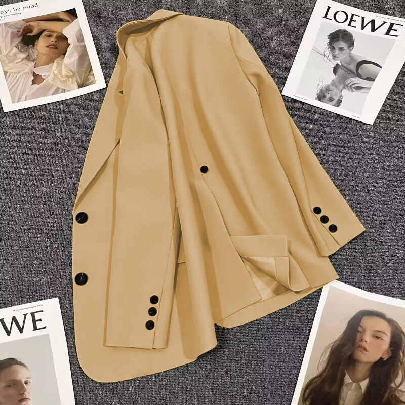 Black suit jacket for women, autumn 2025 new item, niche explosive street style, back slit temperament, foreign trade small suit for women Black suit jacket for women, autumn 2025 new item, niche explosive street style, back slit temperament, foreign trade small suit for women