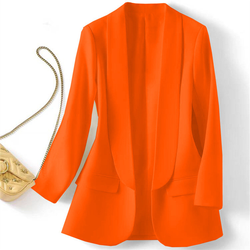 Foreign trade Amazon Middle East hot item Spring and Autumn temperament Commuting solid color lapel long sleeved small suit Korean version jacket for women Foreign trade Amazon Middle East hot item Spring and Autumn temperament Commuting solid color lapel long sleeved small suit Korean version jacket for women