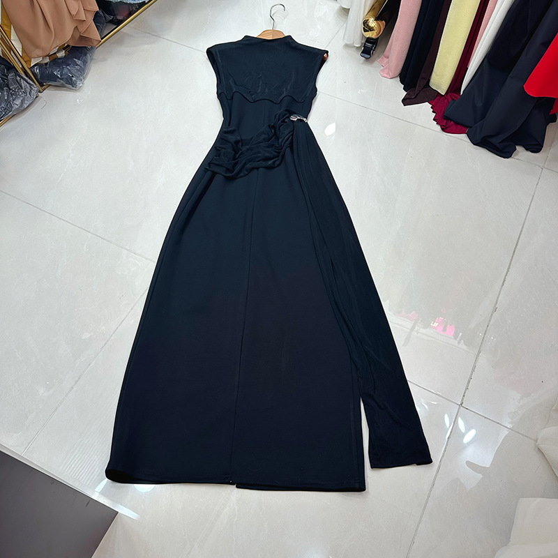 Thirteen lines of Vietnam's niche high-end design, wrinkled temperament, slim fit sleeveless dress, formal dress, long skirt A2 # 8538 Thirteen lines of Vietnam's niche high-end design, wrinkled temperament, slim fit sleeveless dress, formal dress, long skirt A2 # 8538