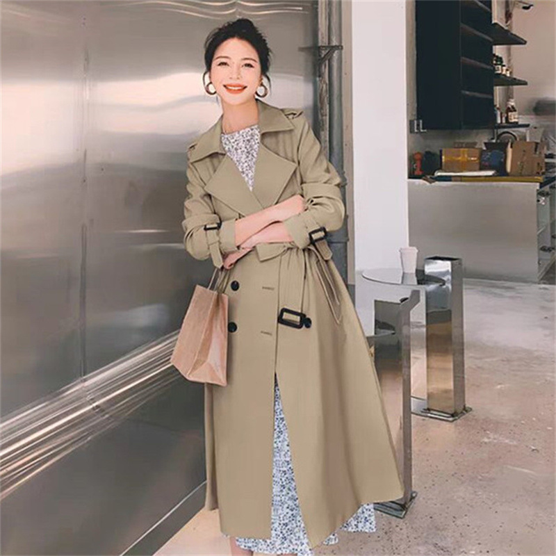 Wind coat jacket for women 2025 Korean version new spring and autumn British style medium long short popular khaki coat Wind coat jacket for women 2025 Korean version new spring and autumn British style medium long short popular khaki coat