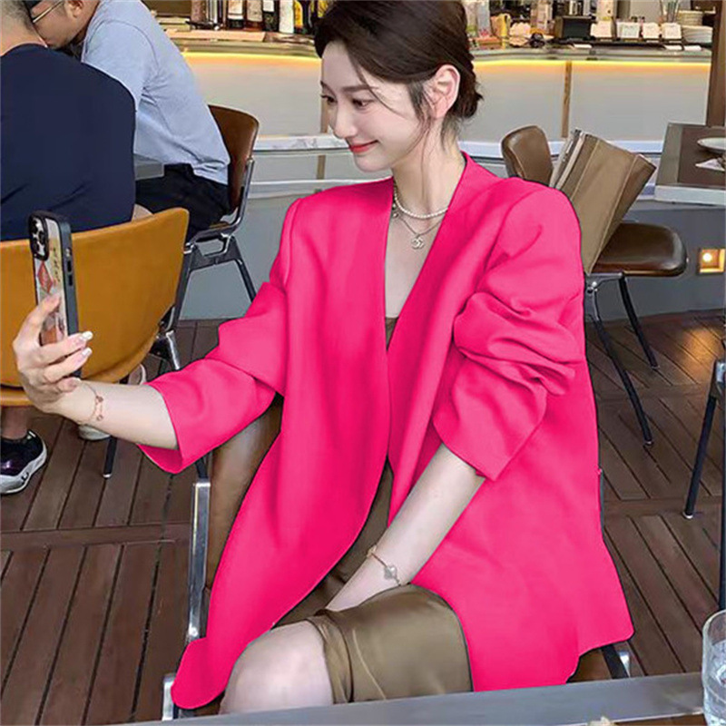 2025 Spring and Autumn New Women's Small Suit Coat, Women's Long Sleeve, Small and Casual, Off white Suit, Korean Version Top 2025 Spring and Autumn New Women's Small Suit Coat, Women's Long Sleeve, Small and Casual, Off white Suit, Korean Version Top