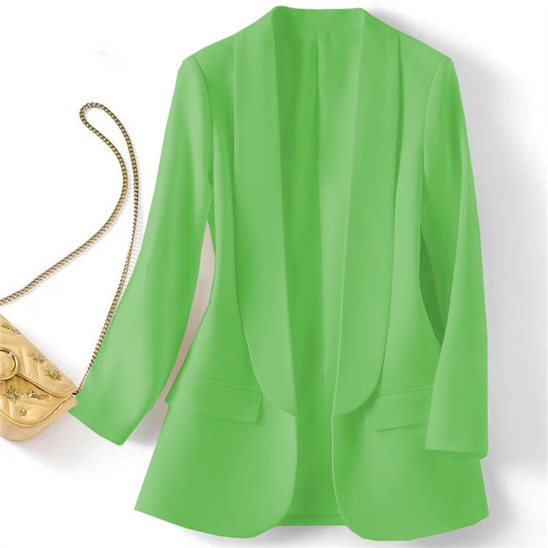 Foreign trade Amazon Middle East hot item Spring and Autumn temperament Commuting solid color lapel long sleeved small suit Korean version jacket for women Foreign trade Amazon Middle East hot item Spring and Autumn temperament Commuting solid color lapel long sleeved small suit Korean version jacket for women