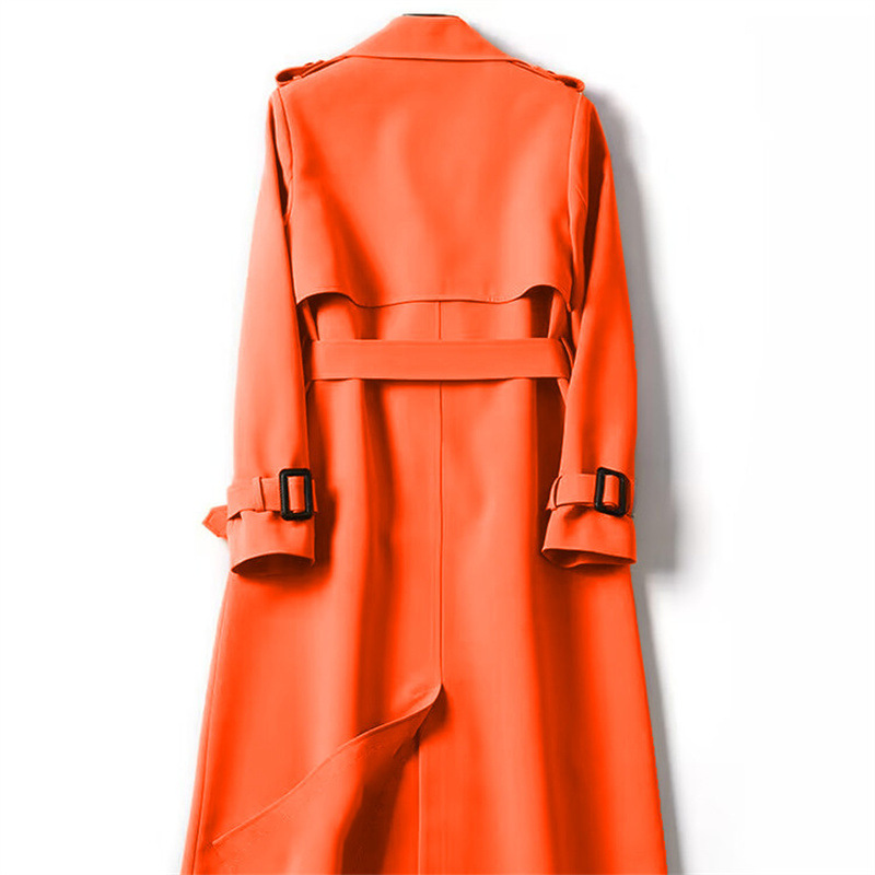 Windbreaker women's mid length 2025 Spring and Autumn new Korean version plus size popular British style coat knee high black coat for women Windbreaker women's mid length 2025 Spring and Autumn new Korean version plus size popular British style coat knee high black coat for women