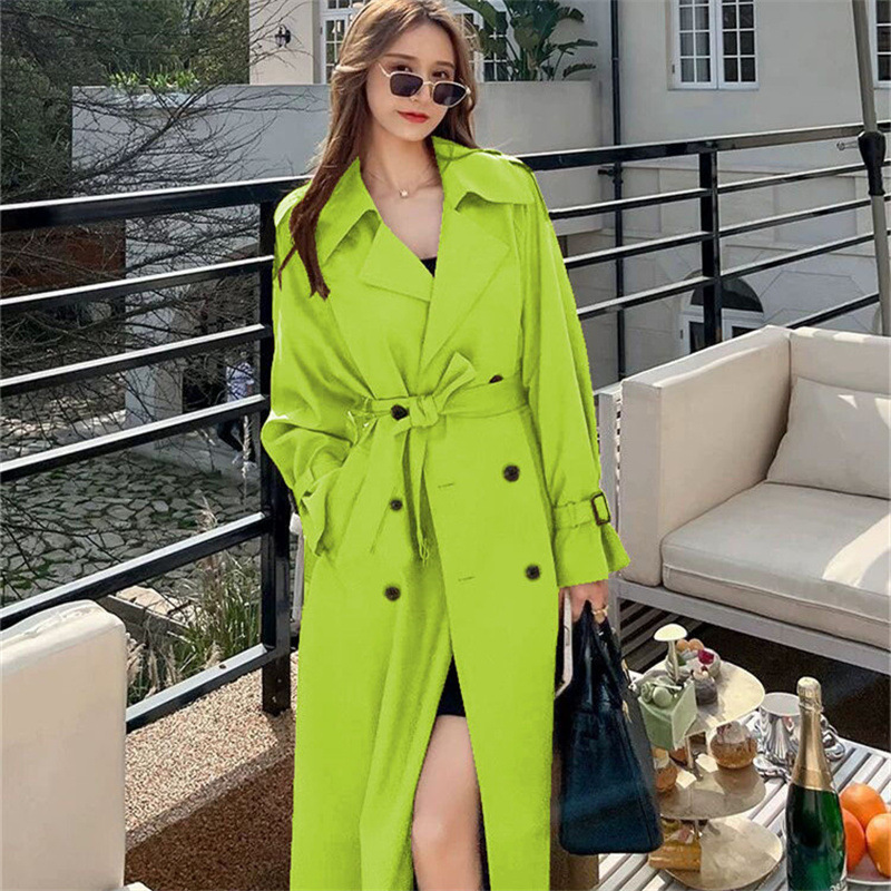 Windbreaker women's long style 2025 Spring and Autumn new Korean version, plus size, small and trendy British style coat, knee length jacket Windbreaker women's long style 2025 Spring and Autumn new Korean version, plus size, small and trendy British style coat, knee length jacket