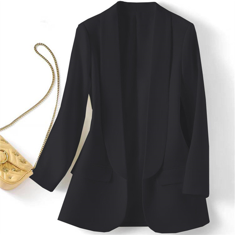 Foreign trade Amazon Middle East hot item Spring and Autumn temperament Commuting solid color lapel long sleeved small suit Korean version jacket for women Foreign trade Amazon Middle East hot item Spring and Autumn temperament Commuting solid color lapel long sleeved small suit Korean version jacket for women