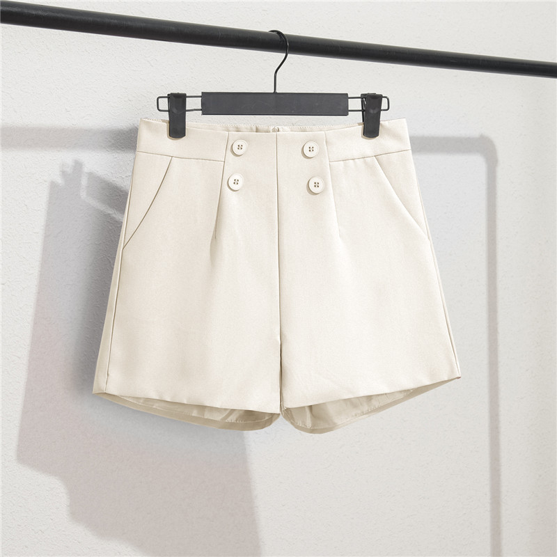 Off white suit shorts, women's black summer thin style, 2025 new loose high waisted A-line casual wide leg hot pants Off white suit shorts, women's black summer thin style, 2025 new loose high waisted A-line casual wide leg hot pants