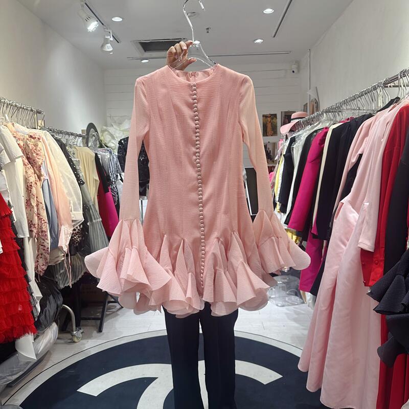 Thirteen Rows Vietnam's niche flower fairy flower bud breasted slim fit dress with unique design, short skirt A2 # 8090 Thirteen Rows Vietnam's niche flower fairy flower bud breasted slim fit dress with unique design, short skirt A2 # 8090