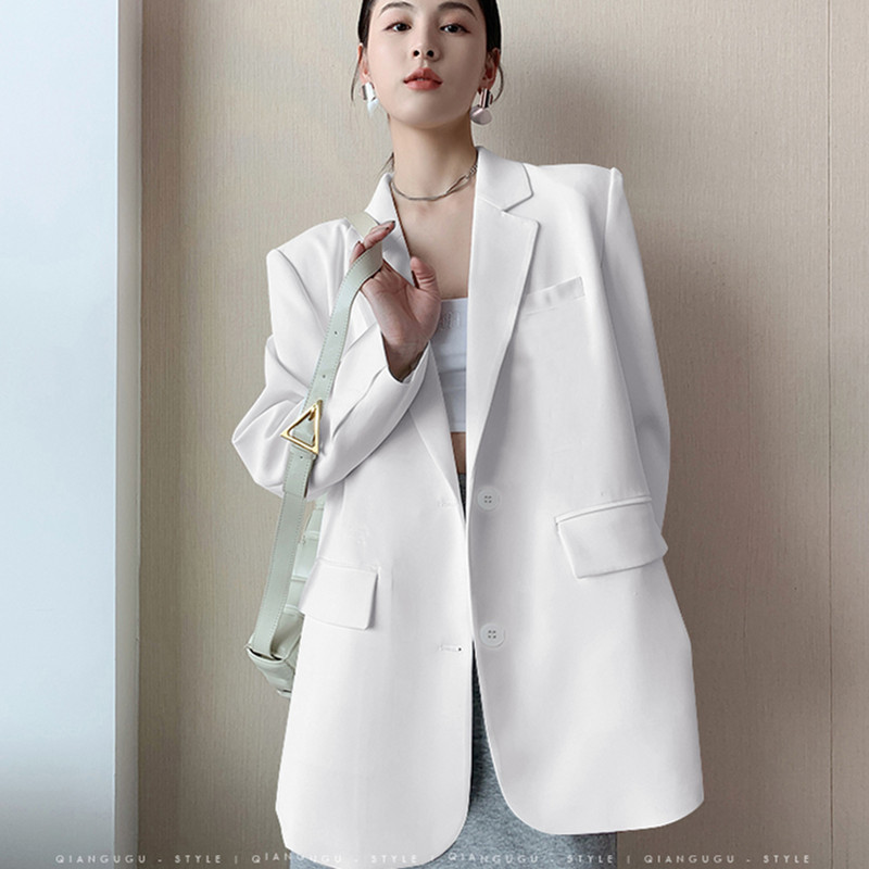 White suit jacket for women's Spring and Autumn 2025 new Korean version loose internet celebrity casual professional fashion small suit top White suit jacket for women's Spring and Autumn 2025 new Korean version loose internet celebrity casual professional fashion small suit top