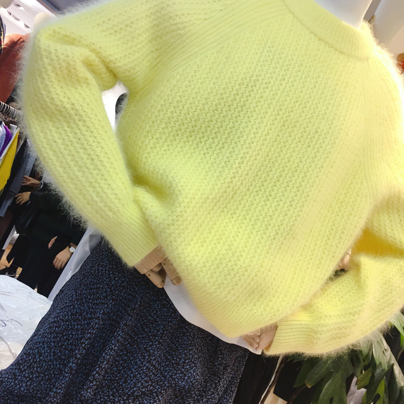 Winter new warm mink fur sweater from Dongdaemun, South Korea, ins round neck long sleeved European comfortable pullover sweater Winter new warm mink fur sweater from Dongdaemun, South Korea, ins round neck long sleeved European comfortable pullover sweater