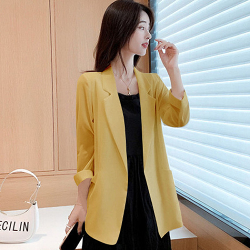 Chiffon small suit women's summer 2025 new white suit top thin style casual jacket sun protection jacket Chiffon small suit women's summer 2025 new white suit top thin style casual jacket sun protection jacket