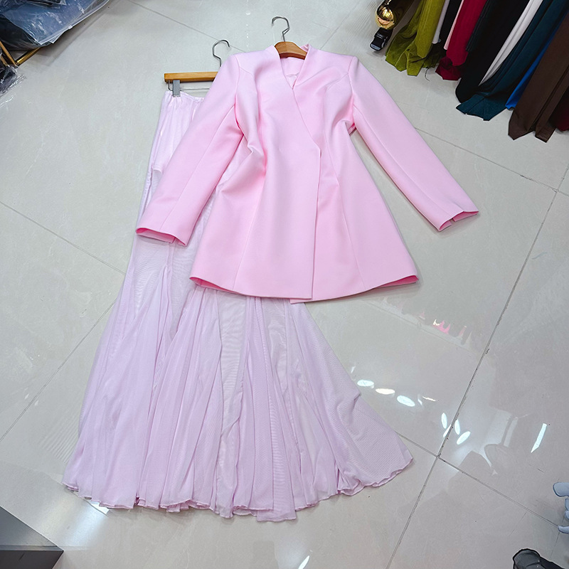 Thirteen line Australian French fashionable mid length suit+mesh skirt set, three piece set A2 # 8519 Thirteen line Australian French fashionable mid length suit+mesh skirt set, three piece set A2 # 8519