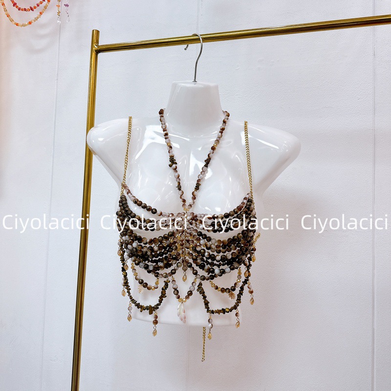 Thirteen Rows Southeast Asia Vietnam Thailand niche handmade chain sling accessories sexy neck hanging nail beads Thirteen Rows Southeast Asia Vietnam Thailand niche handmade chain sling accessories sexy neck hanging nail beads