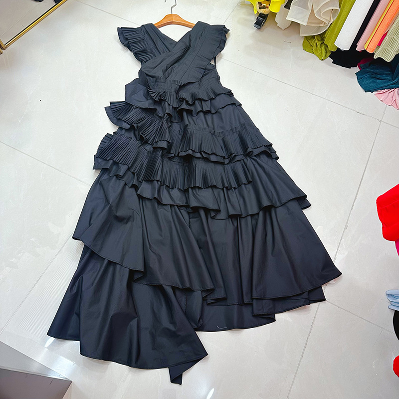 Thirteen Rows Australian niche heavy industry retro cake skirt black dress with high-end feel long skirt A1 # 8567 Thirteen Rows Australian niche heavy industry retro cake skirt black dress with high-end feel long skirt A1 # 8567