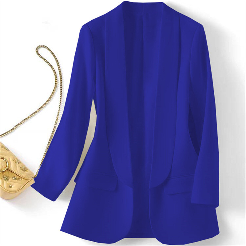 Foreign trade Amazon Middle East hot item Spring and Autumn temperament Commuting solid color lapel long sleeved small suit Korean version jacket for women Foreign trade Amazon Middle East hot item Spring and Autumn temperament Commuting solid color lapel long sleeved small suit Korean version jacket for women