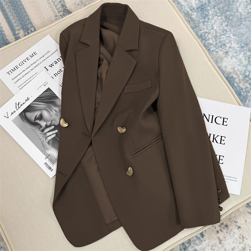 2025 Spring and Autumn New Grey Korean Edition British Style Suit Coat for Women, French Texture Fashion Small Suit 2025 Spring and Autumn New Grey Korean Edition British Style Suit Coat for Women, French Texture Fashion Small Suit