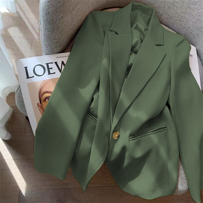 Spring 2025 new green suit jacket for women, niche design, versatile and casual Korean version, popular for young children Spring 2025 new green suit jacket for women, niche design, versatile and casual Korean version, popular for young children