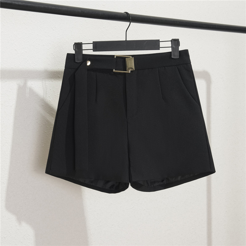 Khaki suit shorts women's black summer thin style 2025 new loose high waisted A-line casual wide leg trousers Khaki suit shorts women's black summer thin style 2025 new loose high waisted A-line casual wide leg trousers