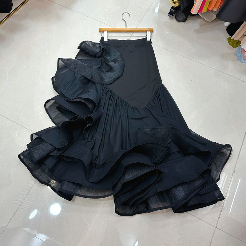 Thirteen line Thai niche irregular wave edge, hip hugging, high waist slimming, big swing skirt, gift skirt A1 # 1053 Thirteen line Thai niche irregular wave edge, hip hugging, high waist slimming, big swing skirt, gift skirt A1 # 1053