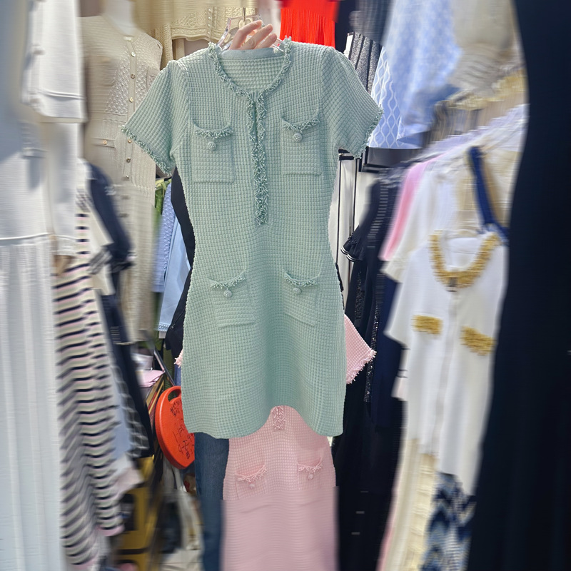 Thirteen Rows New Sweet Heavy Industry Knitted Dress with Small Fragrant Style and High Grade Retro Hip hugging Short Skirt C1 # 1660 Thirteen Rows New Sweet Heavy Industry Knitted Dress with Small Fragrant Style and High Grade Retro Hip hugging Short Skirt C1 # 1660