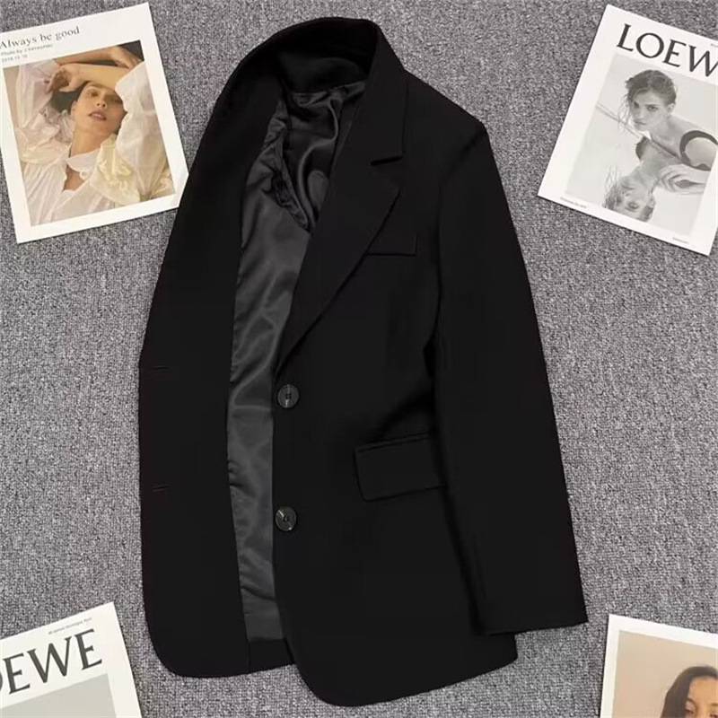 Black suit jacket for women, autumn 2025 new item, niche explosive street style, back slit temperament, foreign trade small suit for women Black suit jacket for women, autumn 2025 new item, niche explosive street style, back slit temperament, foreign trade small suit for women