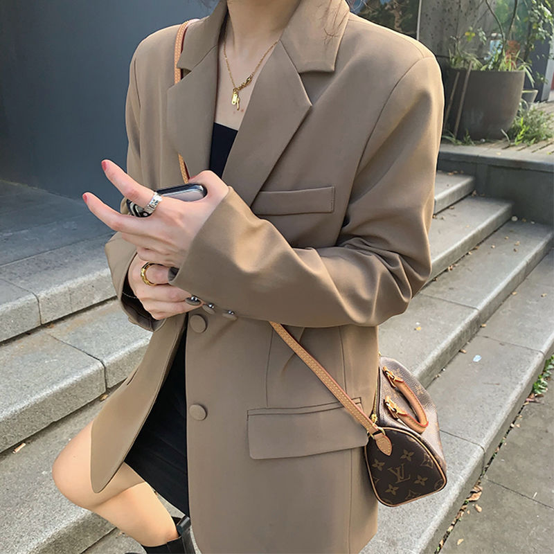 Suit jacket for women 2025 Spring and Autumn Internet celebrity new autumn outfit Korean version loose suit brown casual suit jacket for women Suit jacket for women 2025 Spring and Autumn Internet celebrity new autumn outfit Korean version loose suit brown casual suit jacket for women