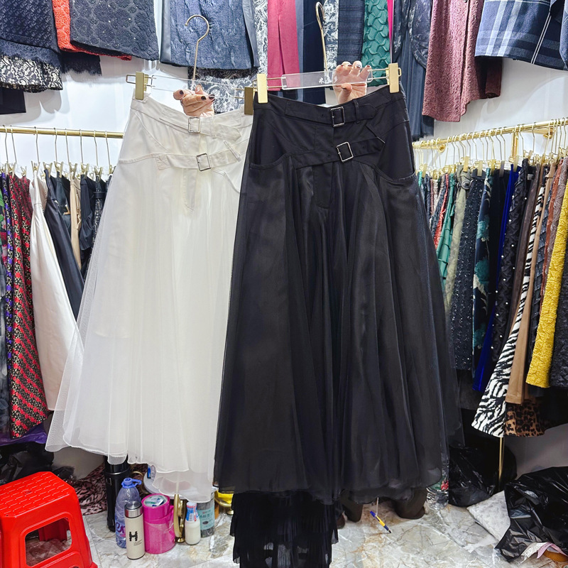 Thirteen line European and American skirt new high waisted khaki half skirt temperament fashionable mesh skirt irregular D1 # 6500 Thirteen line European and American skirt new high waisted khaki half skirt temperament fashionable mesh skirt irregular D1 # 6500