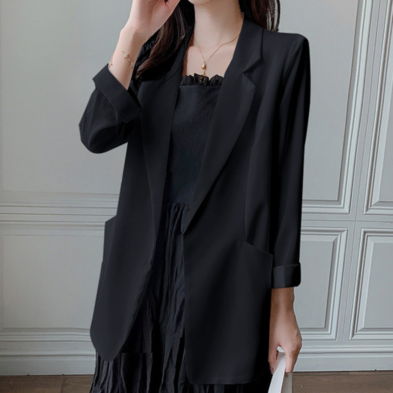 Chiffon small suit women's summer 2025 new white suit top thin style casual jacket sun protection jacket Chiffon small suit women's summer 2025 new white suit top thin style casual jacket sun protection jacket