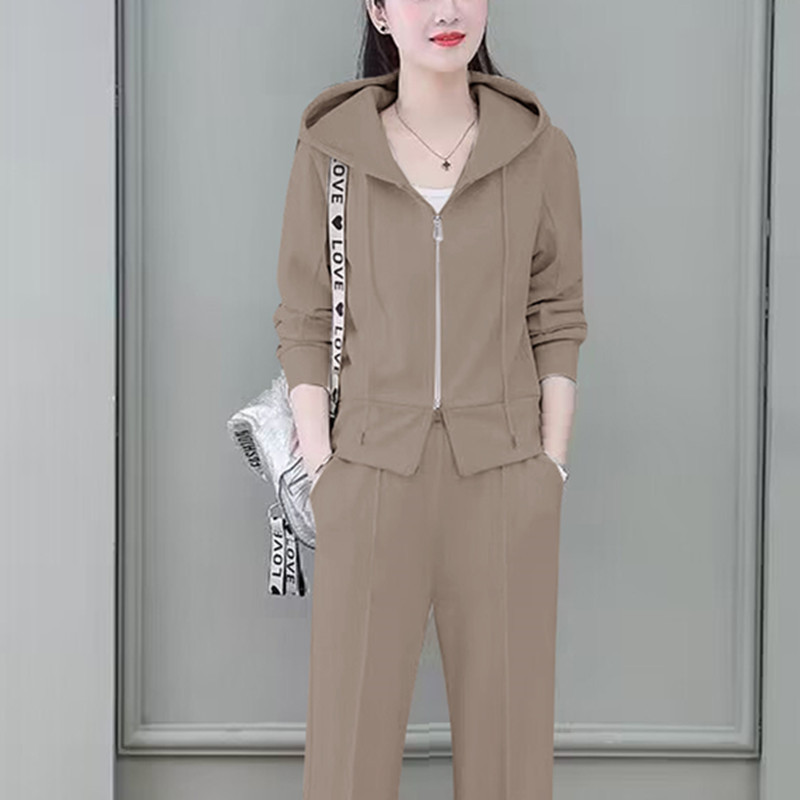 Spring and Autumn Leisure Sportswear Set for Women 2025 Spring New Style Salt Series Light Mature Hoodie Coat Wide Leg Pants Two Piece Set Spring and Autumn Leisure Sportswear Set for Women 2025 Spring New Style Salt Series Light Mature Hoodie Coat Wide Leg Pants Two Piece Set