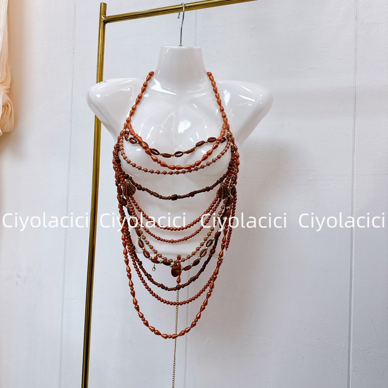 Thirteen Rows Southeast Asia Vietnam Thailand niche handmade chain sling accessories sexy neck hanging nail beads Thirteen Rows Southeast Asia Vietnam Thailand niche handmade chain sling accessories sexy neck hanging nail beads