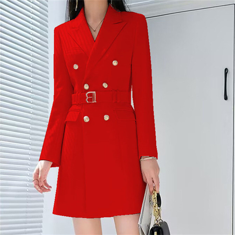 2025 Korean version suit jacket for women, mid length spring and autumn trench coat for women, new double breasted long suit for women 2025 Korean version suit jacket for women, mid length spring and autumn trench coat for women, new double breasted long suit for women
