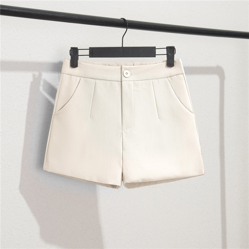 Khaki suit shorts women's black summer thin style 2025 new loose high waisted A-line casual wide leg trousers Khaki suit shorts women's black summer thin style 2025 new loose high waisted A-line casual wide leg trousers