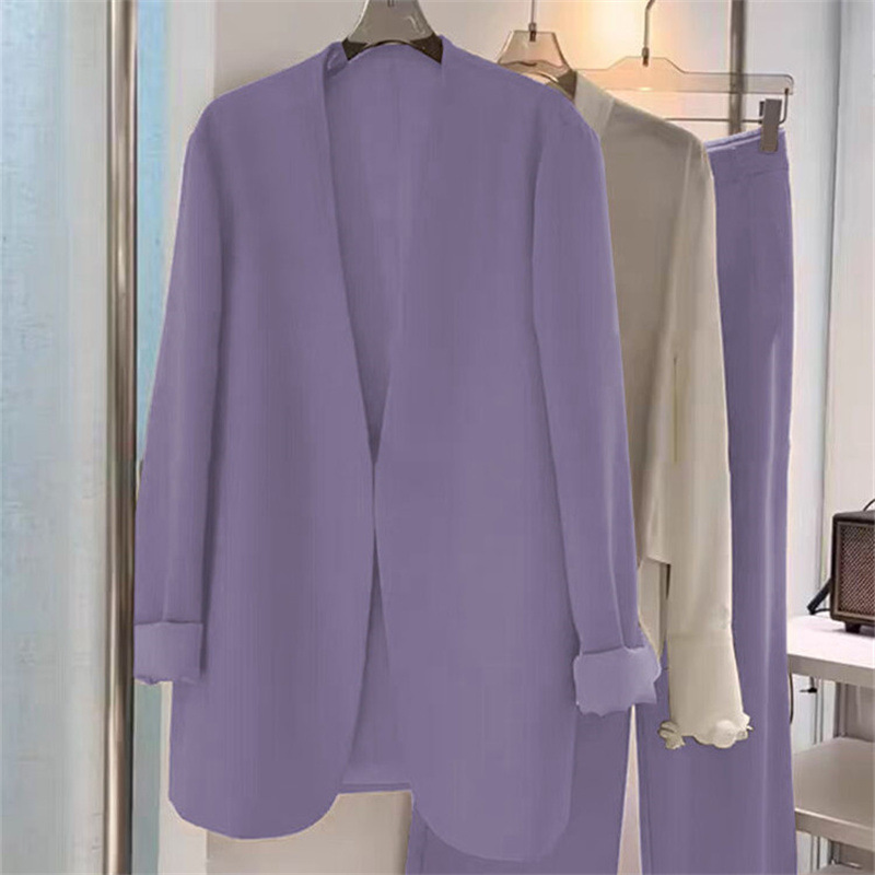 2025 Spring and Autumn plus size suit set, women's fat mm loose casual formal suit, wide leg pants two-piece set, small suit jacket 2025 Spring and Autumn plus size suit set, women's fat mm loose casual formal suit, wide leg pants two-piece set, small suit jacket