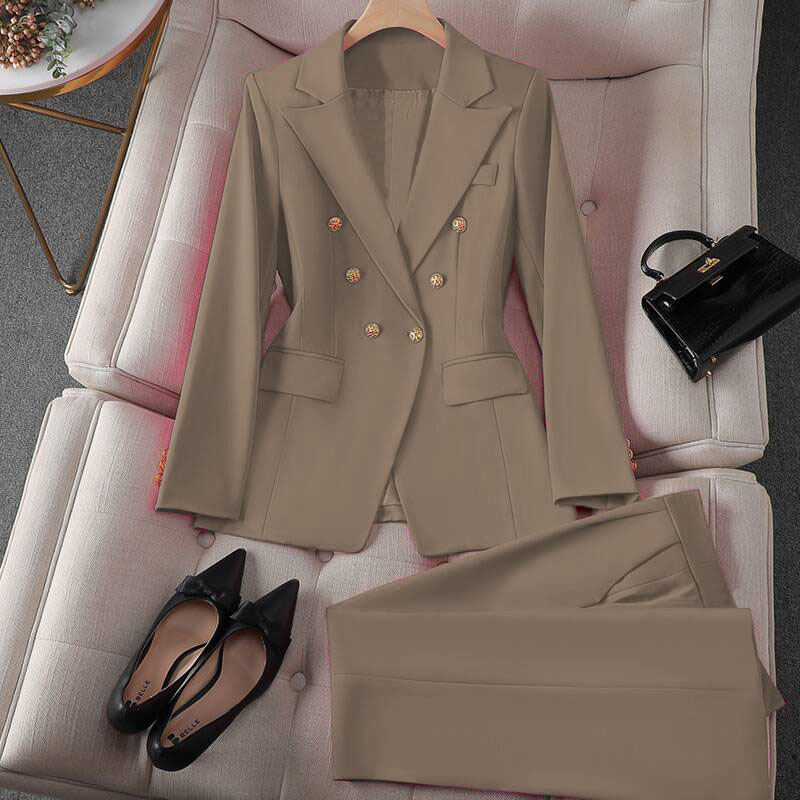 Small suit retro jacket slim fashion 2025 Spring and Autumn women's Korean version casual design sense top and trousers set Small suit retro jacket slim fashion 2025 Spring and Autumn women's Korean version casual design sense top and trousers set