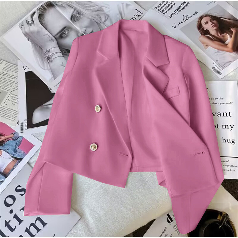 Short jade green suit jacket for women, autumn 2025 new item, small stature, casual and versatile small suit Short jade green suit jacket for women, autumn 2025 new item, small stature, casual and versatile small suit