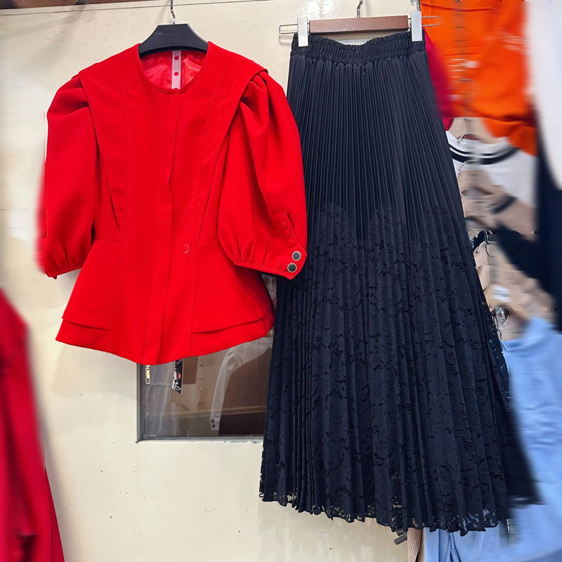 Thirteen line Australian French niche bubble sleeve waist design zipper short jacket top A2 # 8070 Thirteen line Australian French niche bubble sleeve waist design zipper short jacket top A2 # 8070